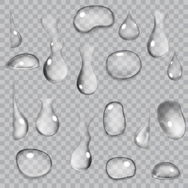 Gotas grises transparentes — Vector de stock