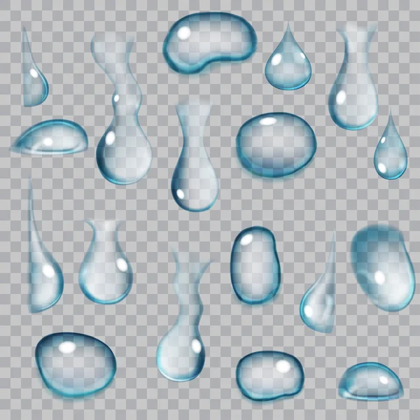 Gotas azules transparentes — Vector de stock