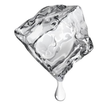 Opaque ice cube with water drops clipart
