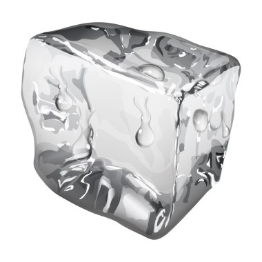 Opaque ice cube with water drops clipart