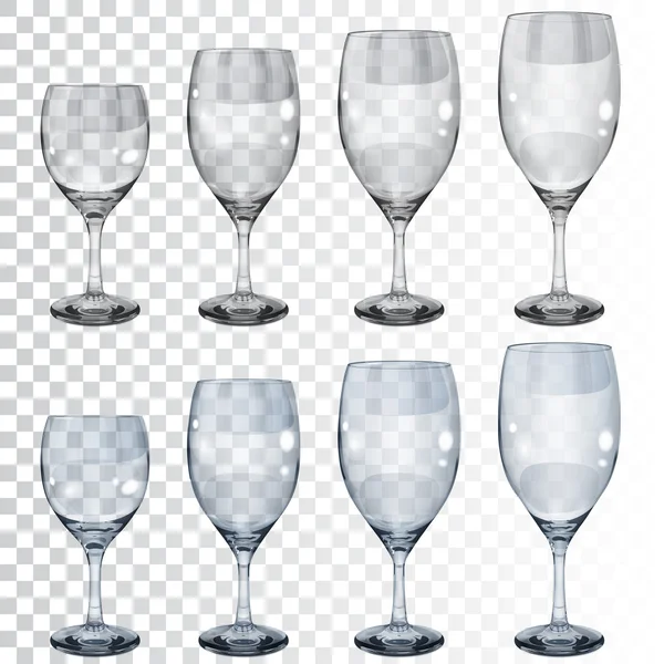 Set of empty transparent glass goblets for wine — Stock Vector