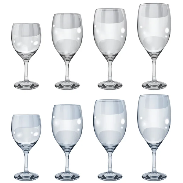 Set of empty opaque glass goblets for wine — Stock Vector