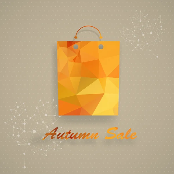 Podzimní prodej Nákupní taška v low-poly trojúhelníkové stylu — Stockový vektor