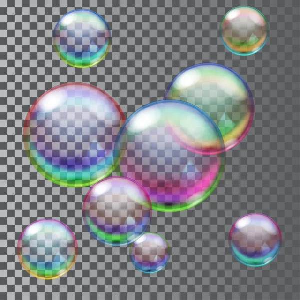 Různobarevné mýdlové bubliny. Transparentnost v vektorového souboru — Stockový vektor