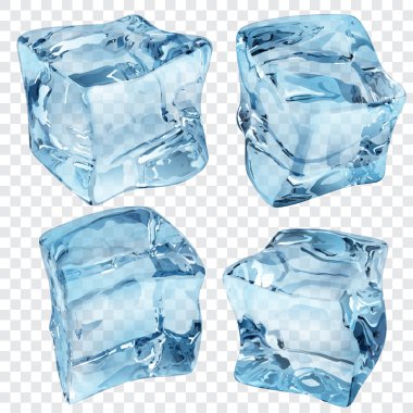 Şeffaf mavi buz küpleri