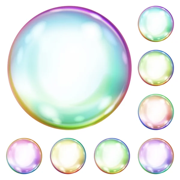 Set of multicolored opaque soap bubbles — Stock Vector