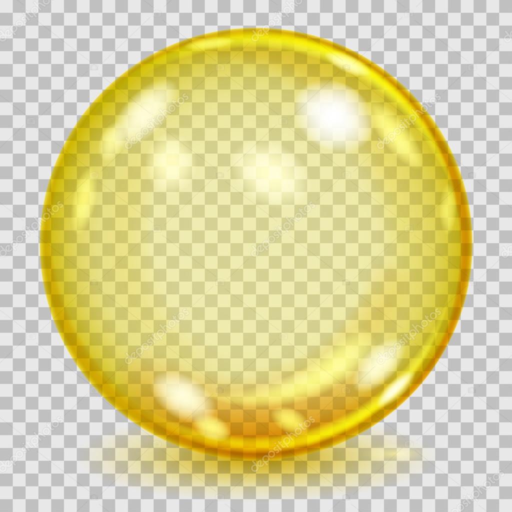Big yellow transparent glass sphere. Transparency only in vector