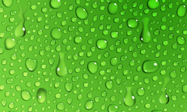 Groene achtergrond van waterdruppels — Stockvector