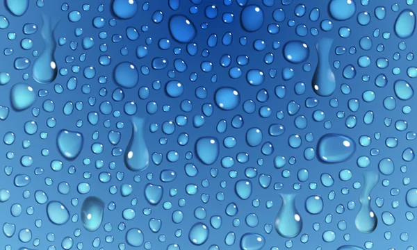 Fondo azul de gotas de agua — Vector de stock