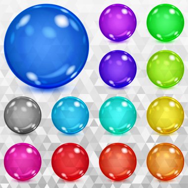 Set of multicolored transparent spheres clipart
