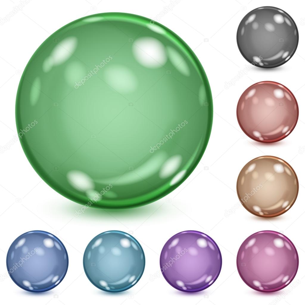 Set of multicolored opaque spheres