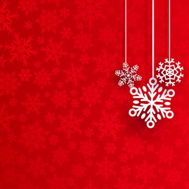 Noel arka plan asılı kar taneleri ile