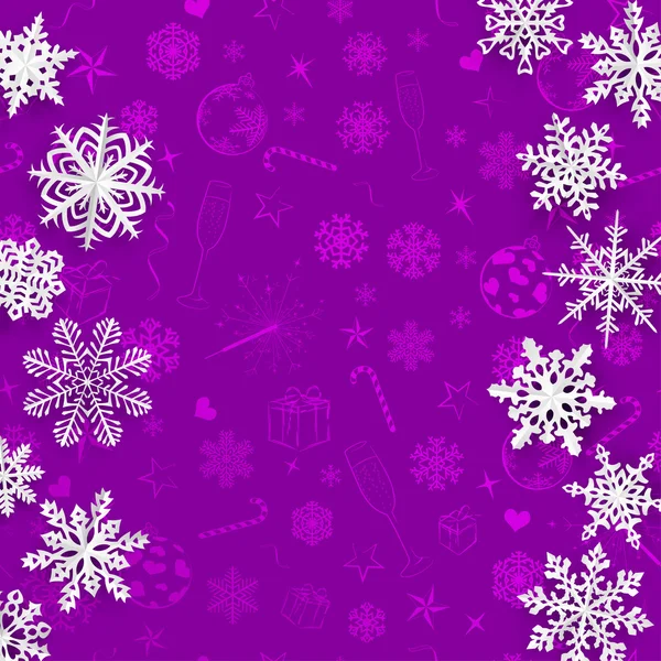 Рождественский фон с бумажными снежинками — стоковый вектор