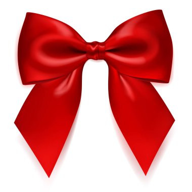 Beyaz arka planda yumuşak gölgeli, güzel büyük kırmızı parlak yay ile canlı bir vektör çizimi dekoratif amaçlar için mükemmel..