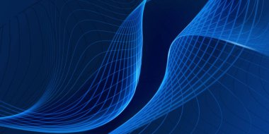 Açık mavi kıvrımlı çizgilerle koyu mavi soyut arkaplan dalgalı, ızgara benzeri desen oluşturur.