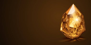 Koyu kahverengi bir zemine karşı parlak, ön cepheli altın bir elmas. Cilalı yüzeyleri ışığı yakalıyor, sıcaklık ve bolluk saçıyor, onu lüksün mükemmel bir sembolü yapıyor..