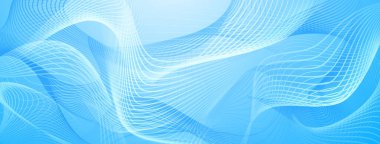 Eğri çizgiler açık mavi, soyut arkaplanda dinamik dalga deseni oluşturur.