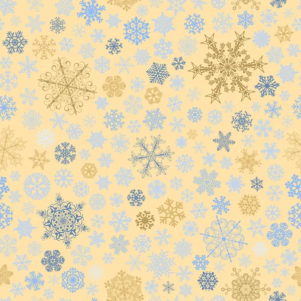 Modèle sans couture de flocons de neige, multicolore sur beige — Image vectorielle