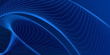 Koyu mavi soyut arkaplan kıvrımlı çizgilerle dalga benzeri bir kalıp yaratarak hareket hissi veriyor..