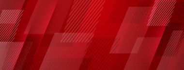 Üst üste binen geometrik şekillere ve çapraz çizgilere sahip kırmızı soyut arkaplan hareket ve derinlik hissi yaratıyor..