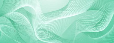 Curved lines create dynamic wave pattern on light green, abstract background.