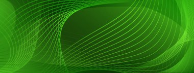 A dynamic green abstract background with swirling lines and curves, creating a sense of movement and energy around a dark central void.