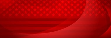 Amerikan bayrağının soyut yıldız ve çizgili kırmızı renkleriyle vektör illüstrasyonu, kutlama ve ulusal bayramlar için modern tasarım.