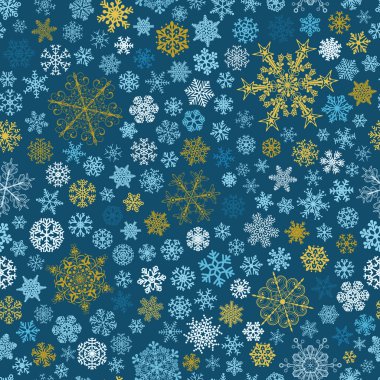 Kar taneleri, mavi renkli seamless modeli