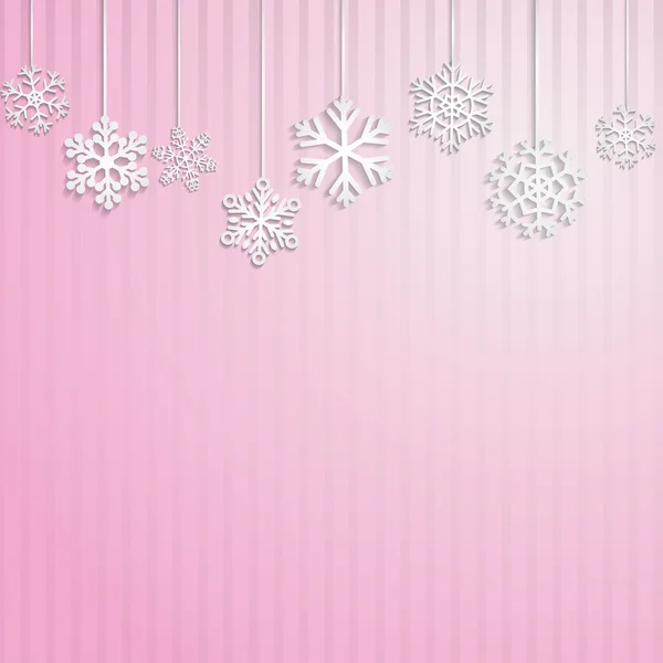 圣诞背景与垂悬的雪花 — 图库矢量图片