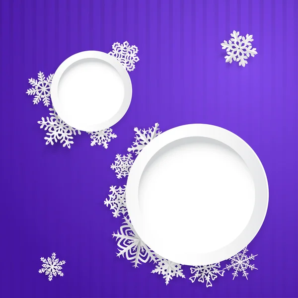 Vánoční pozadí s dvěma kulaté rámečky a sněhové vločky — Stockový vektor