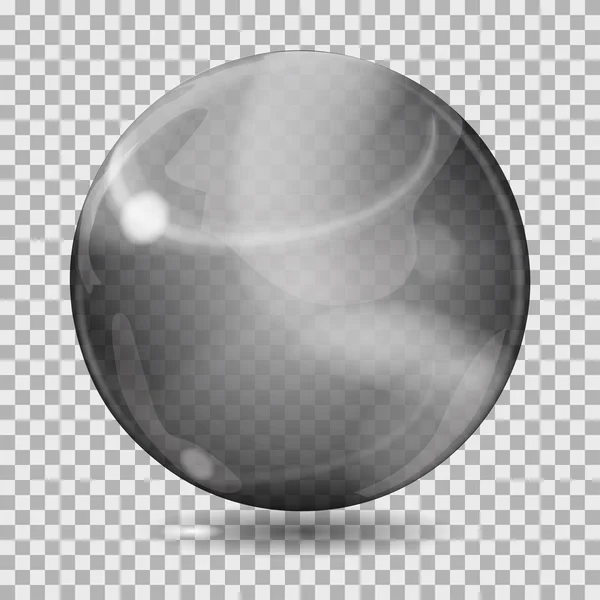 Big black transparent glass sphere. Transparency only in vector — Stock Vector