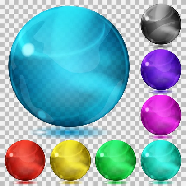 Multicolored transparent glass spheres — Stock Vector