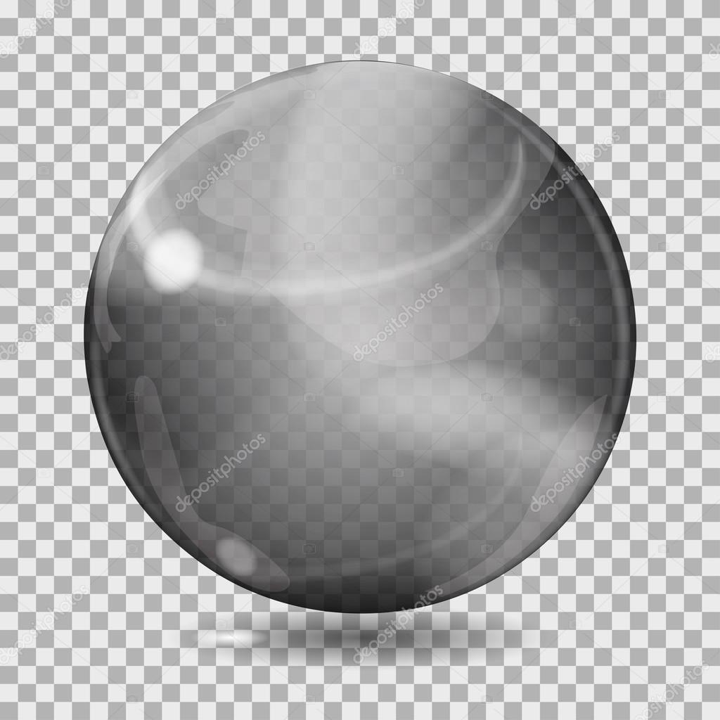 Big black transparent glass sphere. Transparency only in vector