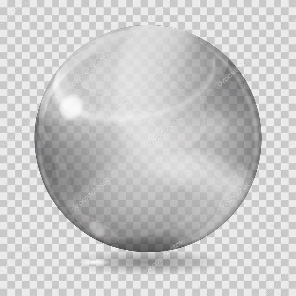 Big gray transparent glass sphere. Transparency only in vector f