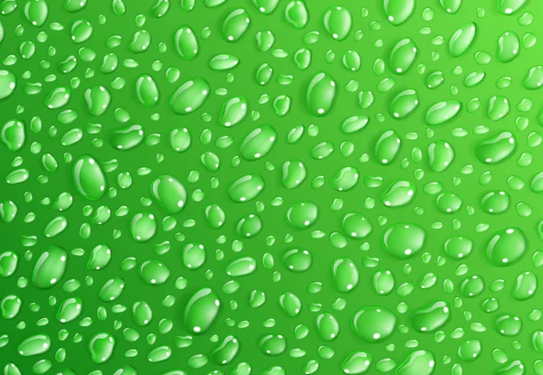 Green background of water drops — Stock Vector