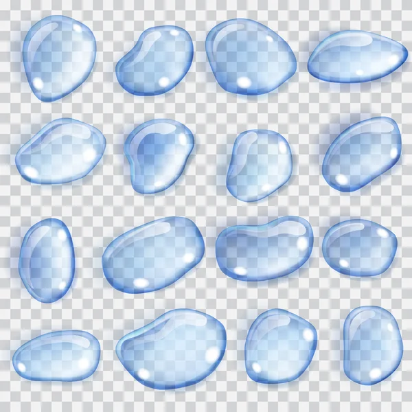 Gotas transparentes de azul claro. Transparencia solo en formato vectorial — Vector de stock