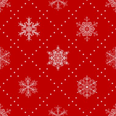 Kar taneleri, kırmızı beyaz, seamless modeli