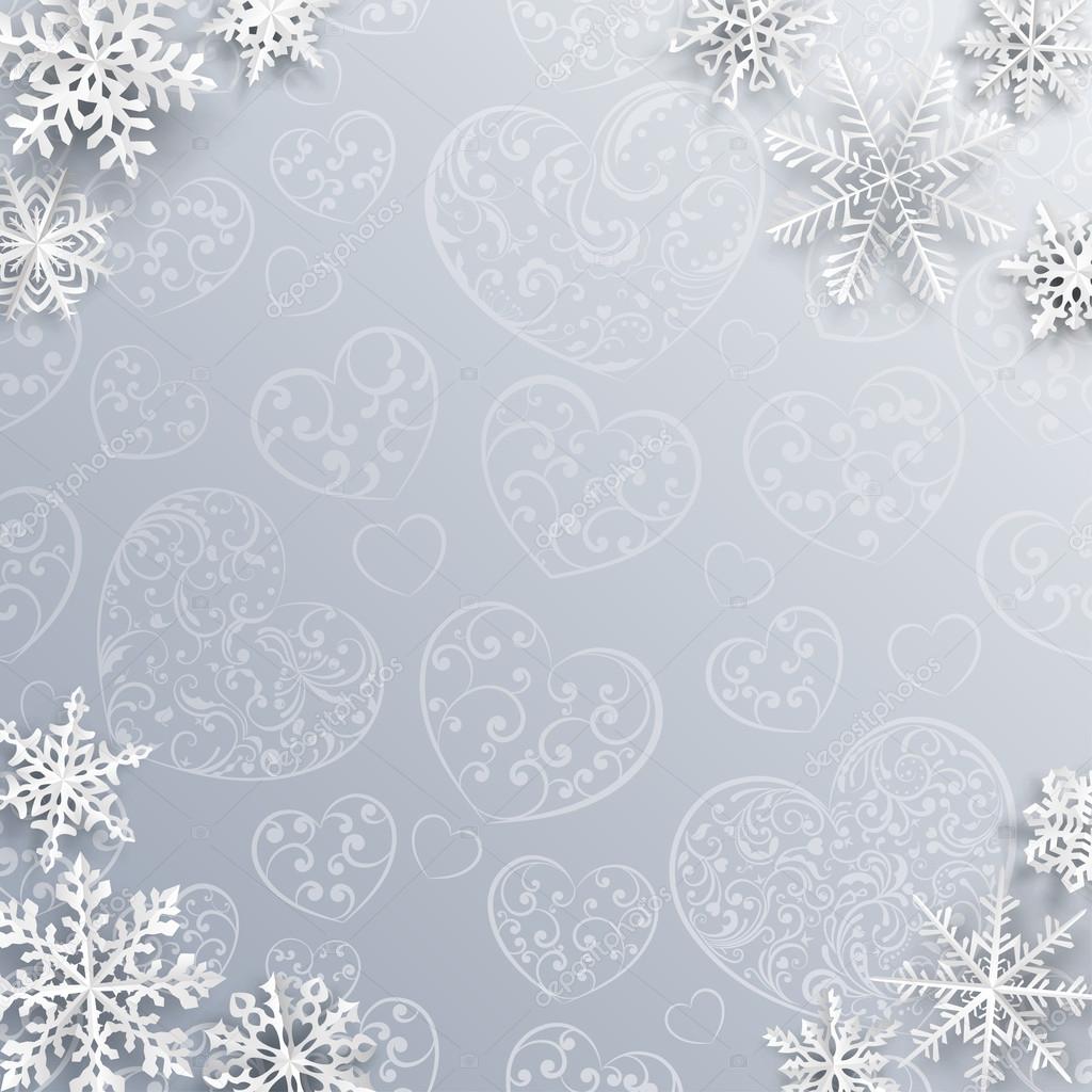 有心脏和雪花的圣诞节背景 图库矢量图像 C 31moonlight31