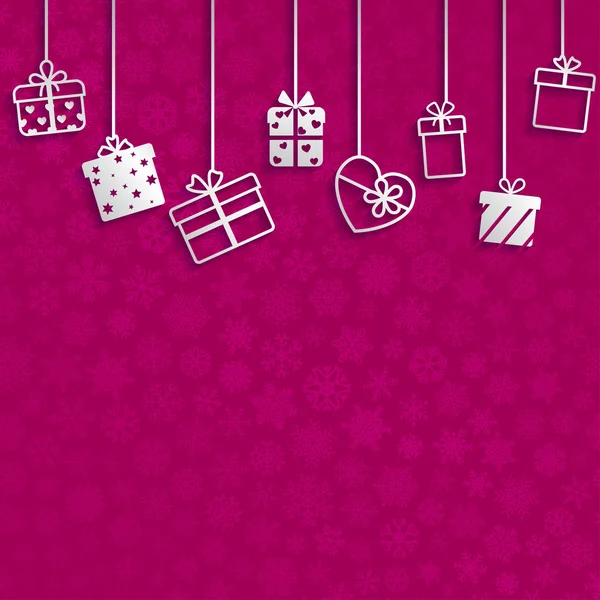 Arrière-plan avec pendaison boîtes cadeaux — Image vectorielle