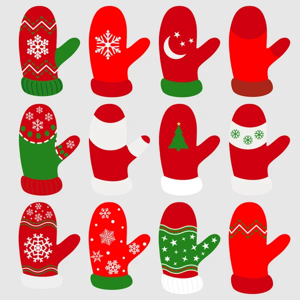 Conjunto de manoplas de Navidad — Vector de stock