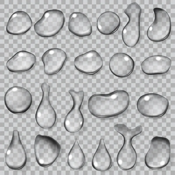 Transparante grijze druppels. Transparantie alleen in vector-formaat — Stockvector