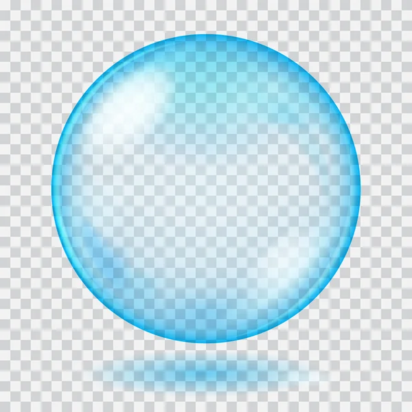 Big blue transparent glass sphere. Transparency only in vector — Stock Vector