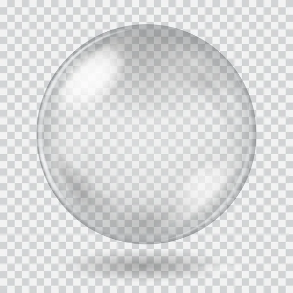 Gran esfera de vidrio transparente blanco. Transparencia solo en el vector — Vector de stock