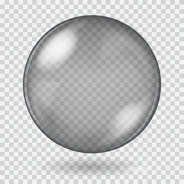 Nagy fekete átlátszó üveg gömb. Átláthatóság, csak a vektor — Stock Vector
