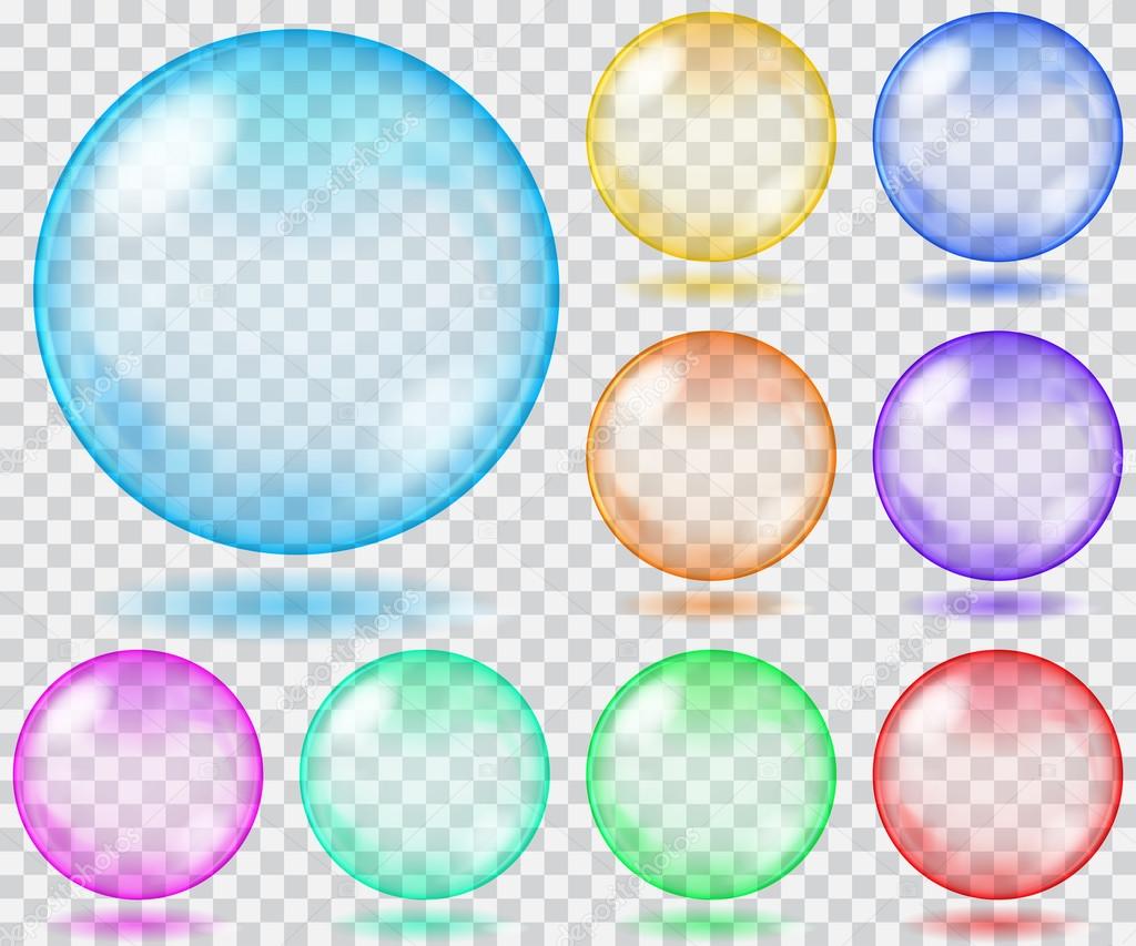 Multicolored transparent spheres. Transparency only in vector