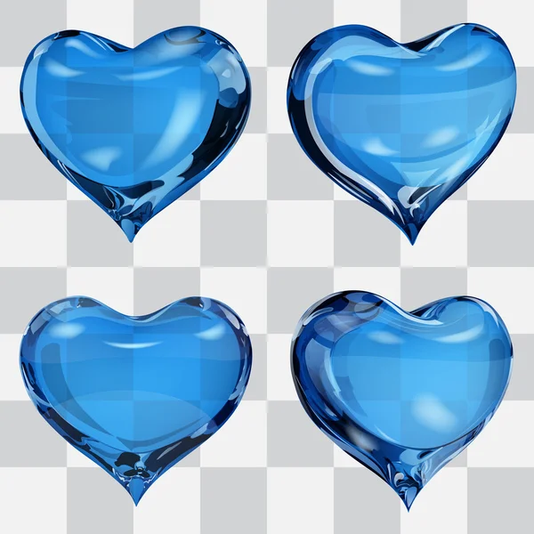 Transparent blå hjärtan — Stock vektor