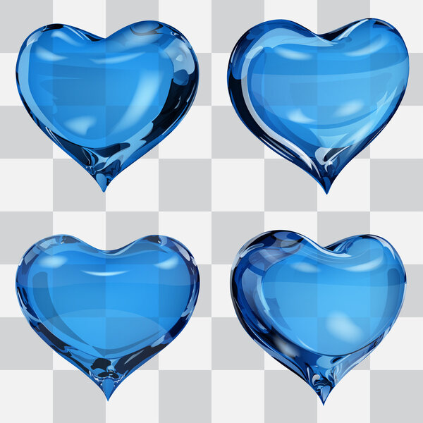 Transparent blue hearts