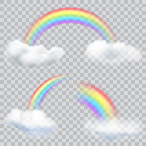 Transparent rainbows with clouds — Stock Vector