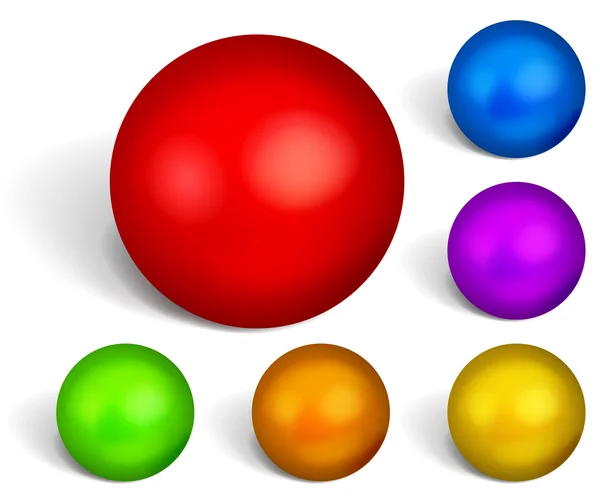 Sphères multicolores avec ombres — Image vectorielle