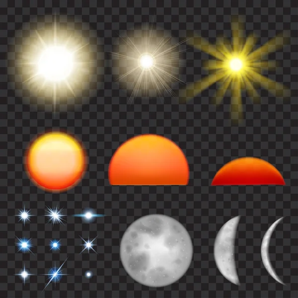 Солнце, Луна и звезды — стоковый вектор